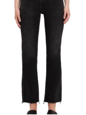 Women's Black High-Rise Flare Jeans with Raw Hem